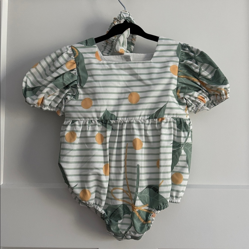 Charming Striped Baby Romper with Dots